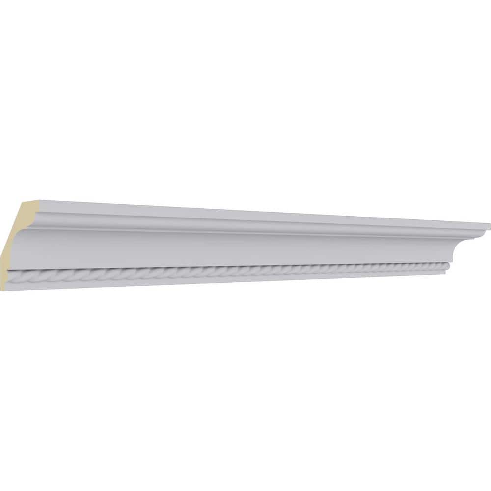 White Polyurethane Leandros Rope Crown Moulding, 94.5" Length