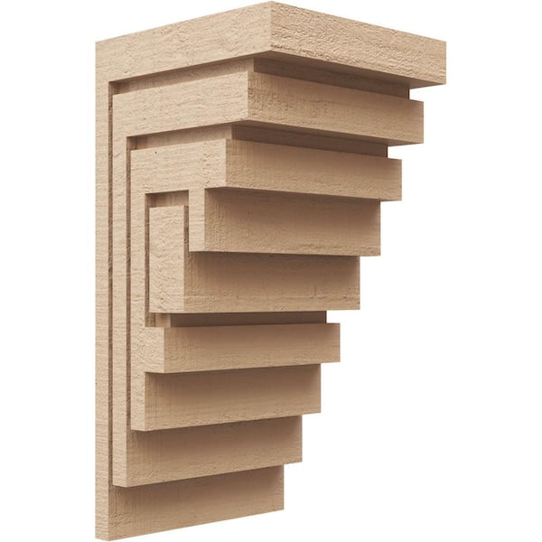 Ekena Millwork 9 in. x 18 in. x 9 in. Wide Landon Rough Cedar Woodgrain TimberThane Corbel, Primed Tan