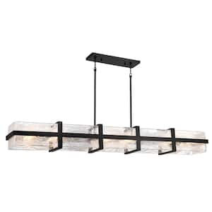 Cloud Break 12-Light 60 in. Black Island Chandelier for Dining Room and No Bulbs Included