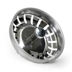 3-1/2 in. Strainer Basket with Ball Post Replacement for Kitchen Sink Drains Stainless Steel and Rubber Stopper
