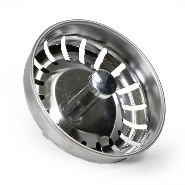The Plumber's Choice 3-1/2 in. Strainer Basket with Ball Post Replacement for Kitchen Sink Drains Stainless Steel and Rubber Stopper
