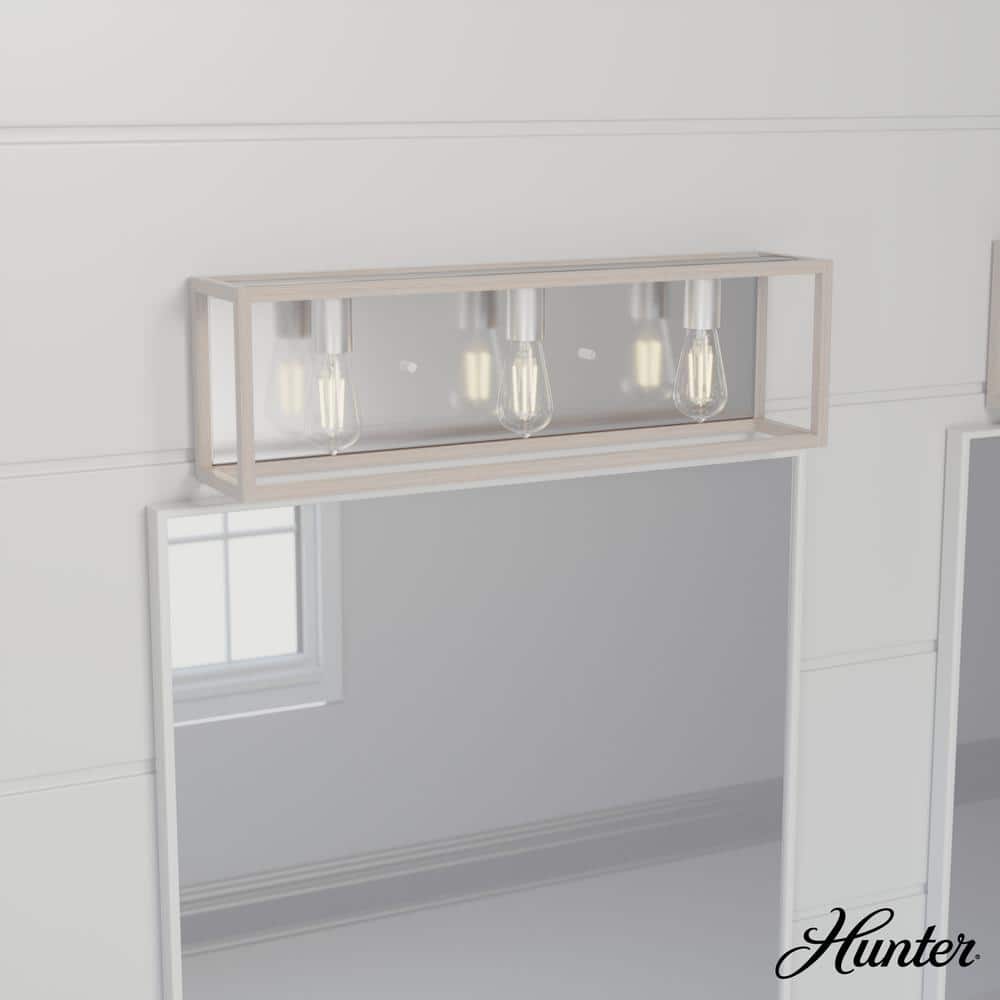 Squire Manor 25 in. 3-Light Brushed Nickel Vanity Light with Bleached Wood Frame price history on PriceWatchPro