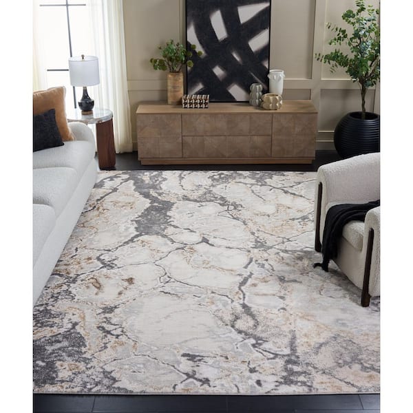 Aura 7 ft. x 10 ft. Beige/Gray Abstract Area Rug