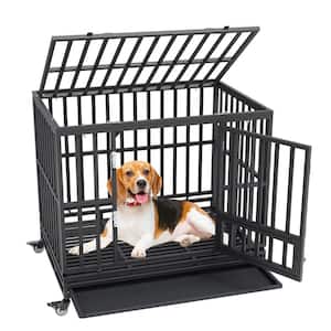 42 in. Heavy-Duty Dog Crate Indestructible Dog Cage 3-Door Heavy-Duty Dog Kennel for Medium to Large Dogs