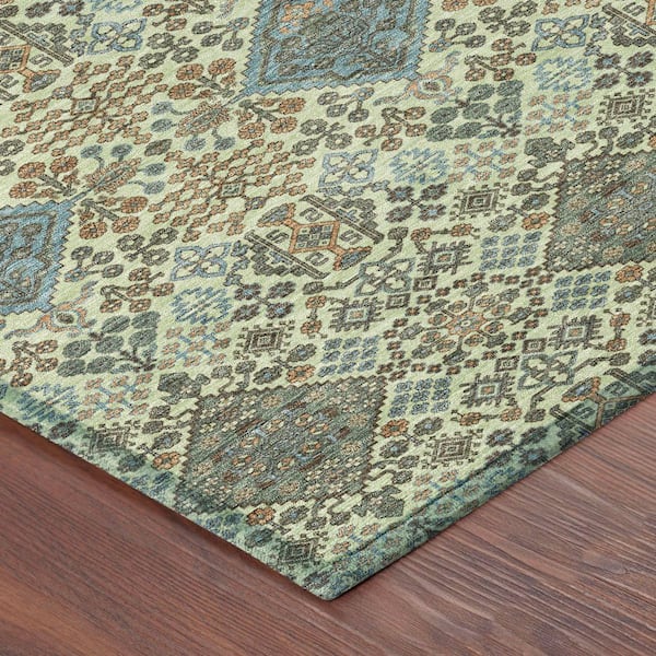 Chantille Machine Washable Indoor/Outdoor Abstract ACN2477 Celery 5 ft. x 7 ft. 6 in. Area Rug