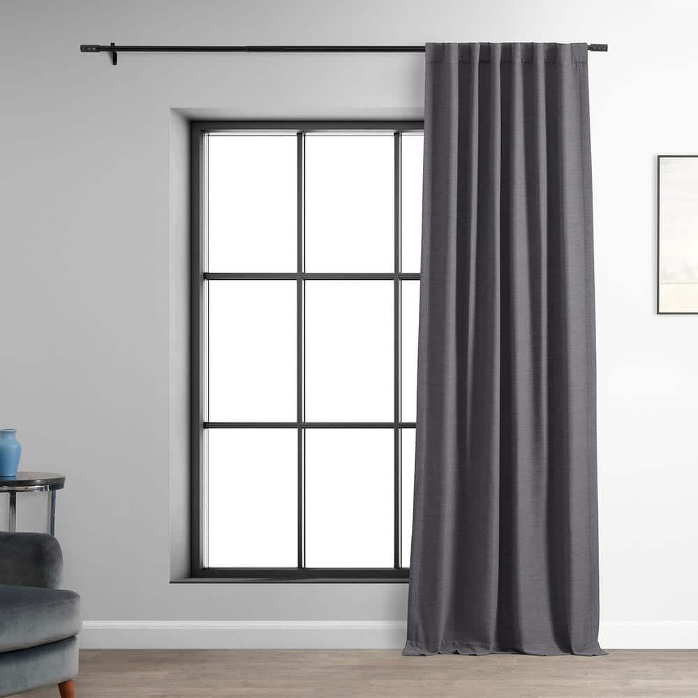 Armour Grey Polyester Blackout Puddle Length Window Panel