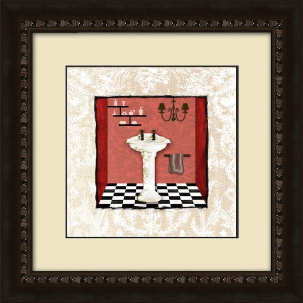 PTM Images 17-1/2 in. x 17-1/2 in. "Damask Bath A" Framed Wall Art