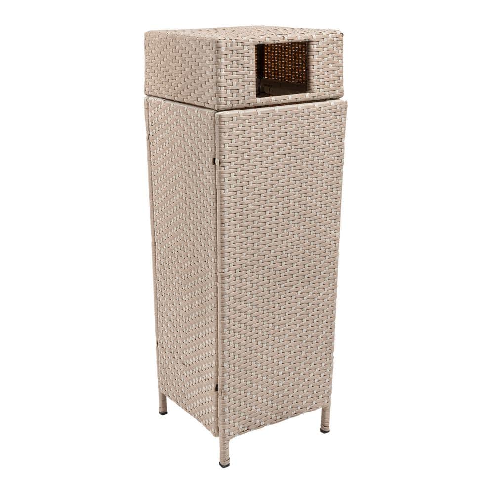 Keaton Modern 24.13-Gal. All-Weather Wicker/Metal Lidded Hideaway Outdoor Trash Can, Light Pink/White price history on PriceWatchPro