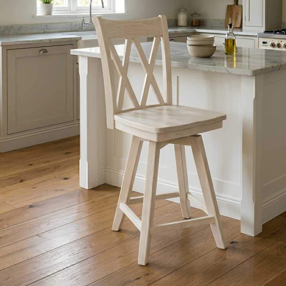 International Concepts Double X Back 24 in. Unfinished Wood Swivel