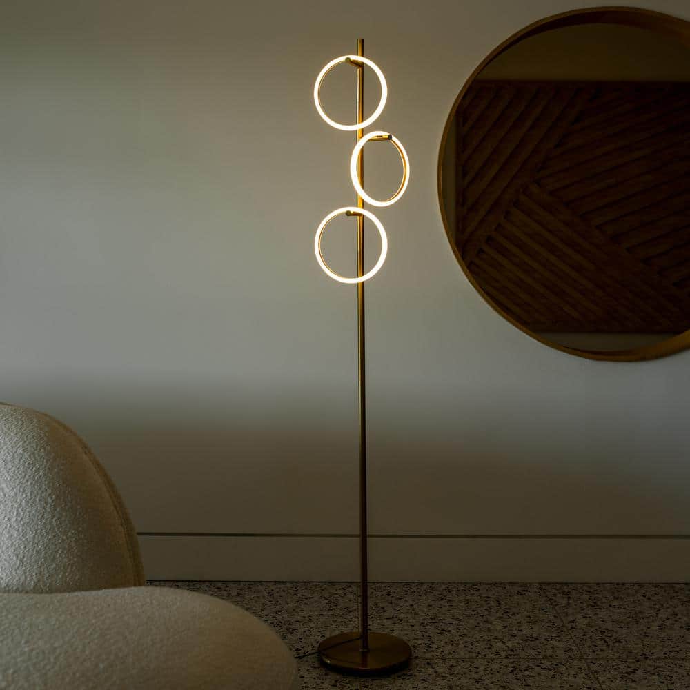 Saturn Antique Brass 66" Kids' 3-Way Dimming LED Floor Lamp