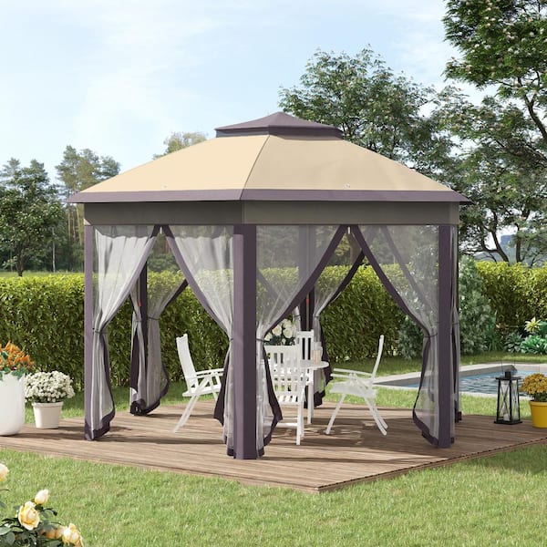 13x13 Pop Up Canopy 13x13FT Hexagonal Pop-Up Gazebo With Mesh