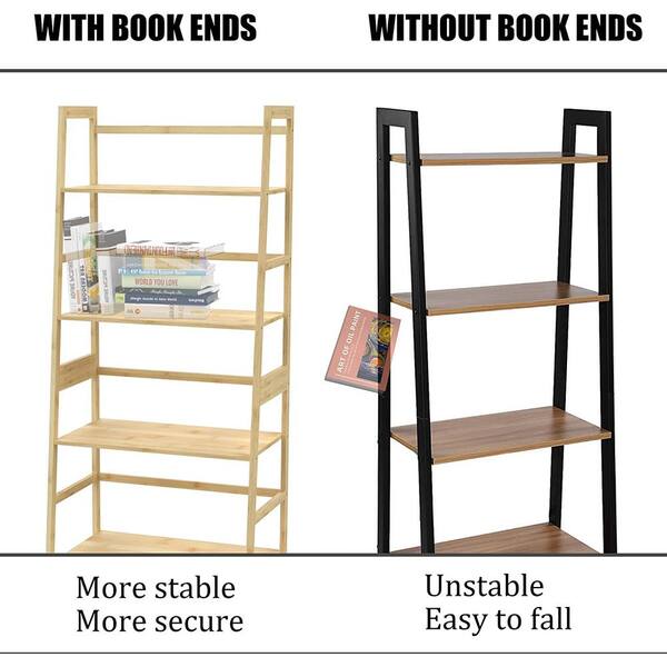 Tileon Bookshelf Ladder Shelf 4-Tier Tall Bookcase Natural Modern Open Book Case for Bedroom Living Room Office, Light Brown Wood