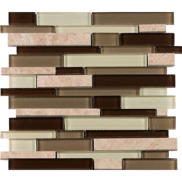 MSI Sienna Interlocking 12 in. x 12 in. x 8 mm Stone Glass Mesh-Mounted Mosaic Tile (1 sq. ft.)