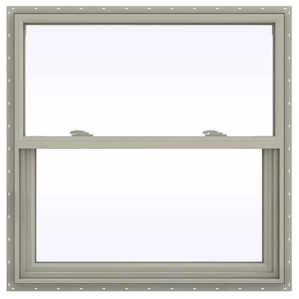 JELD-WEN 35.5 in. x 35.5 in. V-2500 Series Desert Sand Vinyl Single Hung Window with Fiberglass Mesh Screen