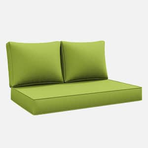 46 in. x 26 in. x 5 in. Outdoor Patio Replacement Loveseat Sofa Cushion Set with Backrest Grass Green