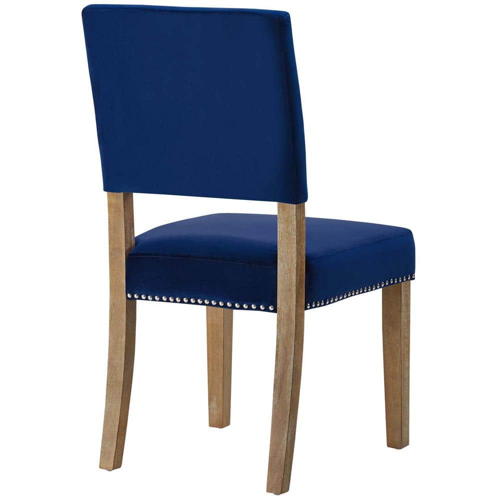 Elegant Navy Velvet Upholstered Dining Side Chair with Nailhead Trim