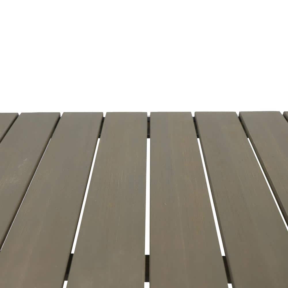 Sleek Gray Acacia Wood & Iron Rectangular Bar Table for 4