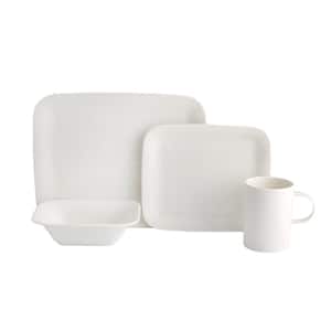 Bach White 4-Piece Porcelain Dinnerware Place Setting with Mug, Service Set for 1