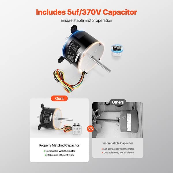 SKYSHALO RV AC Fan Motor Compatible with 1/5HP AC115V 2. 6A 1650 RPM (3 Speeds), Dometic Brisk Air I Model-Single Phase