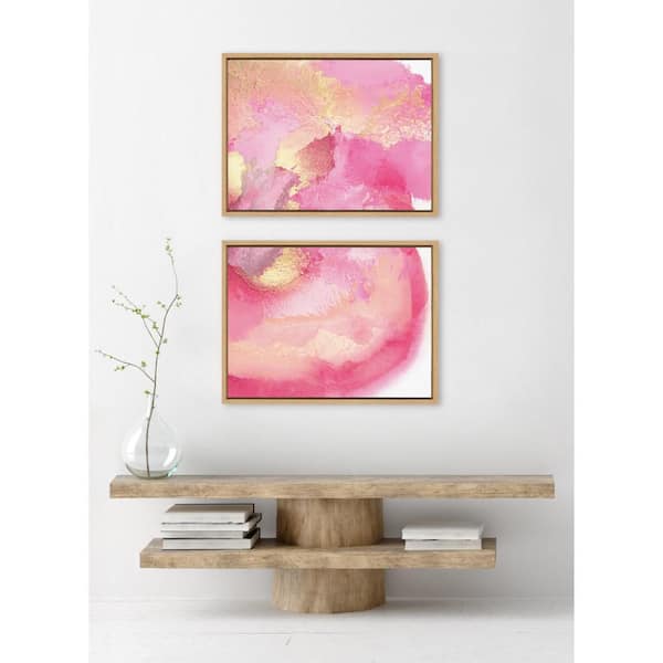 Sylvie "MP Pink Golden Hour 1 and 2" by Mentoring Positives 2 Piece Gold Framed Art Print Set 24 in. x 18 in.