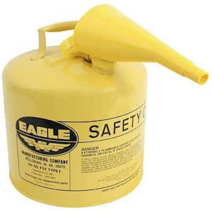 5 Gal. Capacity Yellow Galvanized Steel Type I Gasoline Safety Can with Funnel