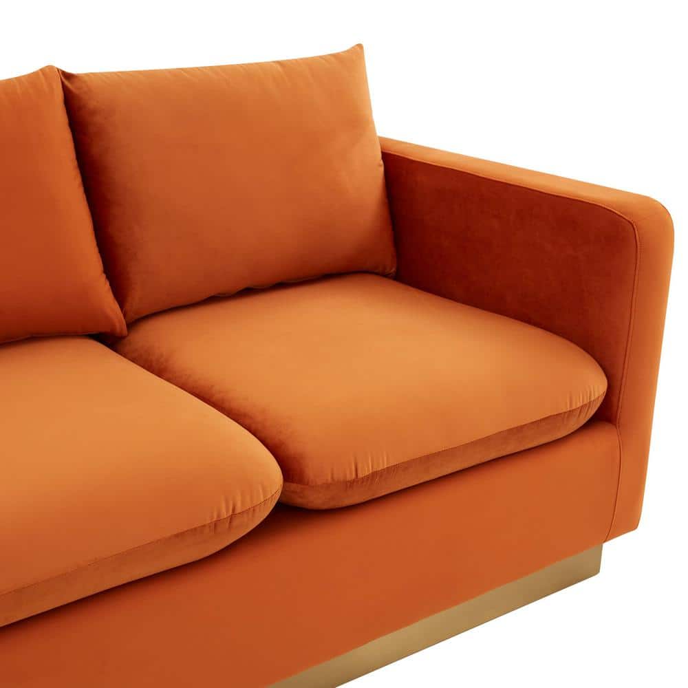 Nervo Orange Marmalade Velvet Sofa with Gold Frame
