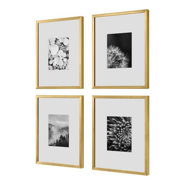 StyleWell Gold Frame with White Matte Gallery Wall Picture Frames (Set of 4)