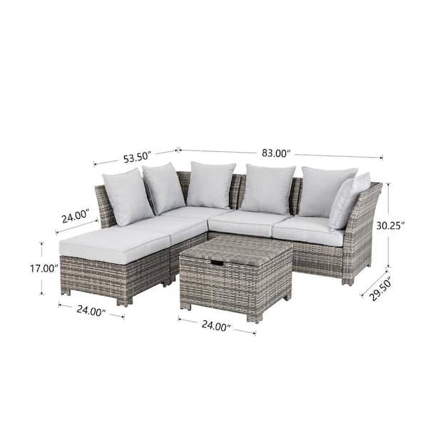 Glitzhome 6 Piece Wicker Outdoor Patio Conversation Set With Gray Cushion S 2007100001 The Home Depot Glitzhome 6 Piece Wicker Outdoor Patio, Grey Wicker Outdoor Furniture Sets