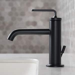 Ramus Single Hole Single-Handle Bathroom Faucet with Matching Lift Rod Drain in Matte Black