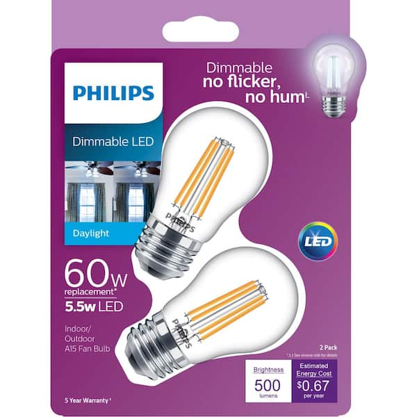 Philips 60 Watt Equivalent A15 Dimmable Led Light Bulb Daylight 8 Per Case The Home Depot