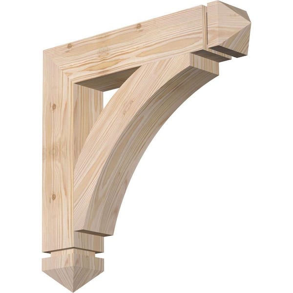 Ekena Millwork 3.5 in. x 20 in. x 20 in. Douglas Fir Thorton Arts and Crafts Smooth Bracket