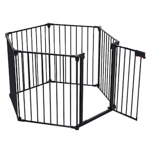 152 in. Metal Adjustable Child Safety Gate, 6-Panel Dog Cage Pet Fence