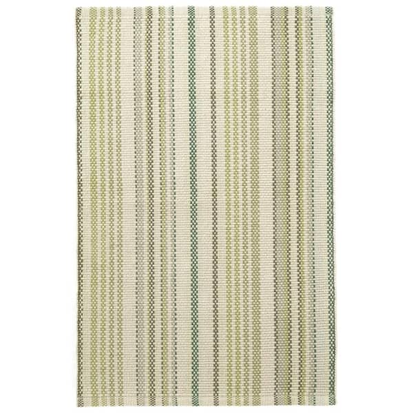 Oslo Stripe Handwoven Cotton Green 9 ft. x 12 ft. Indoor Area Rug