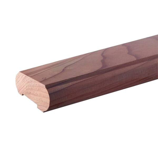 2 in. x 4 in. x 6 ft. Molded Redwood Handrail 145857 - The Home Depot