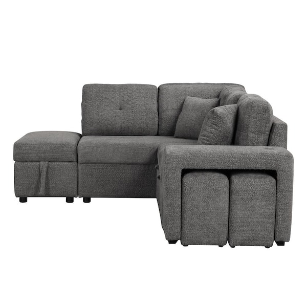 Magic Home 129.9 in. Convertible Large L-shape Feather Filled Sectional  Sofa Couch with Reversible Ottoman Chaise for Living Room CS-GS000209AAE -  The Home Depot