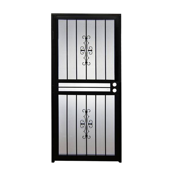 Grisham 32 in. x 80 in. 455 Series Black Hawthorne Security Door