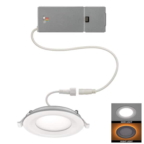 4 in. Canless Adjustable CCT Integrated LED Recessed Light Trim with Night Light 650 Lumens New Construction Remodel