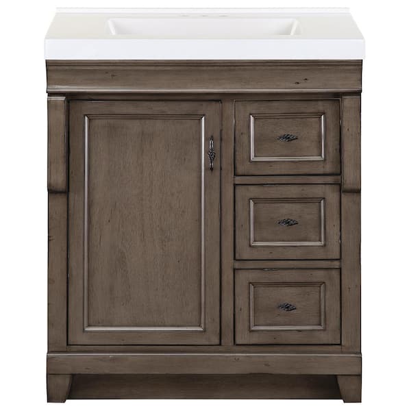 Home Decorators Collection Naples 31 in. Single Sink Distressed Gray Bath Vanity with White Cultured Marble Top (Assembled)