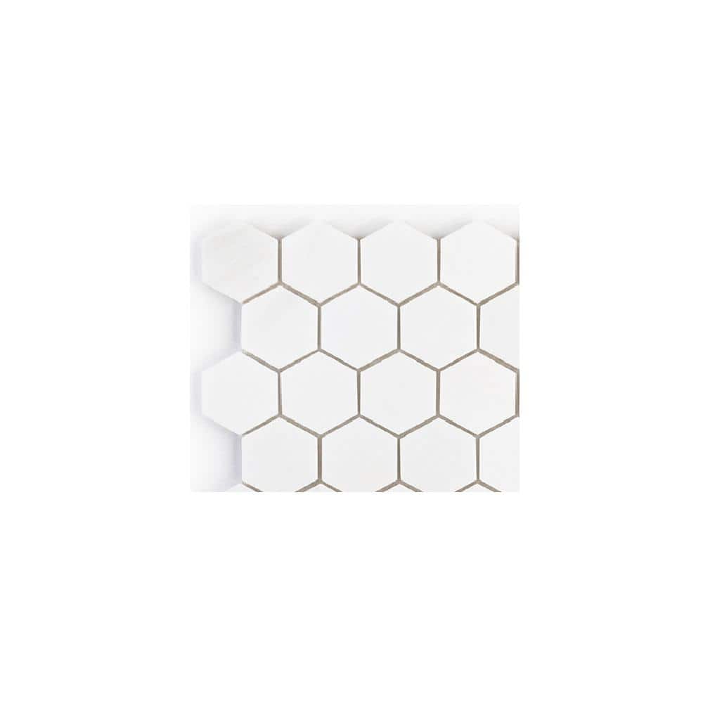 Take Home Tile Sample - Mink Hexagon Thassos White 4 in. x 4 in. Hex Polished Marble Wall and Floor Mosaic Tile price history on PriceWatchPro