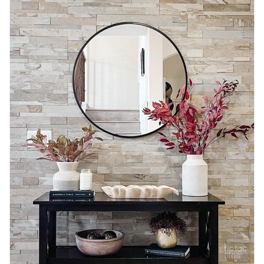 6'' x 24'' Stone Brown Peel and Stick Mosaic Tile
