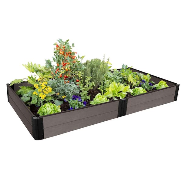 Frame It All One Inch Series 4 ft. x 8 ft. x 11 in. Weathered Wood Composite Raised Garden Bed