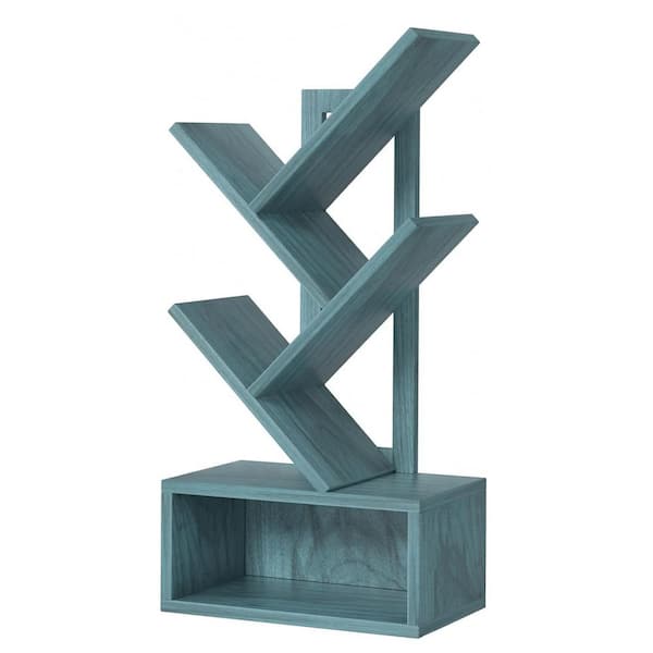 Blue 11.8 in. x 24.4 in. Wood Modern 5 Tier Desk Display Bookshelves