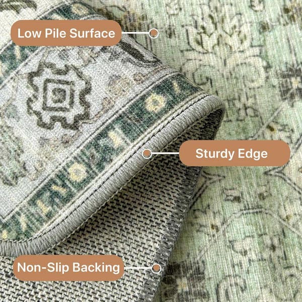 Limlok Medallion Green 8 ft. x 10 ft. Persian Area Rug AR1005-LS