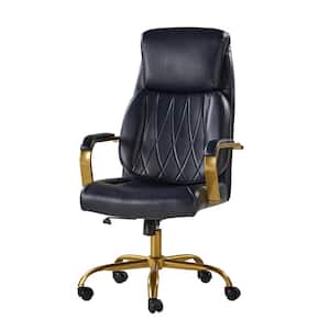 Jill Mid-Century Modern Navy Vegan Leather Ergonomic Office Chair with Lumbar Support