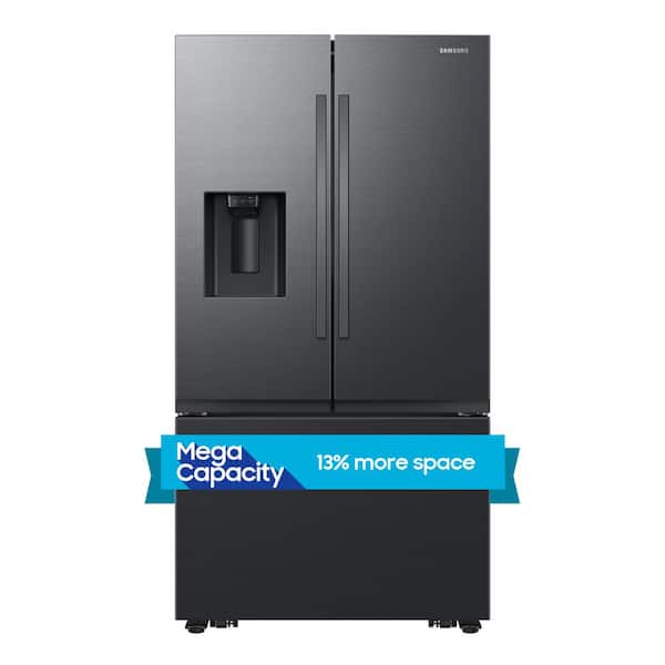 Samsung 31 cu. ft. Mega Capacity 3-Door French Door Refrigerator with Four Types of Ice in Matte Black Steel