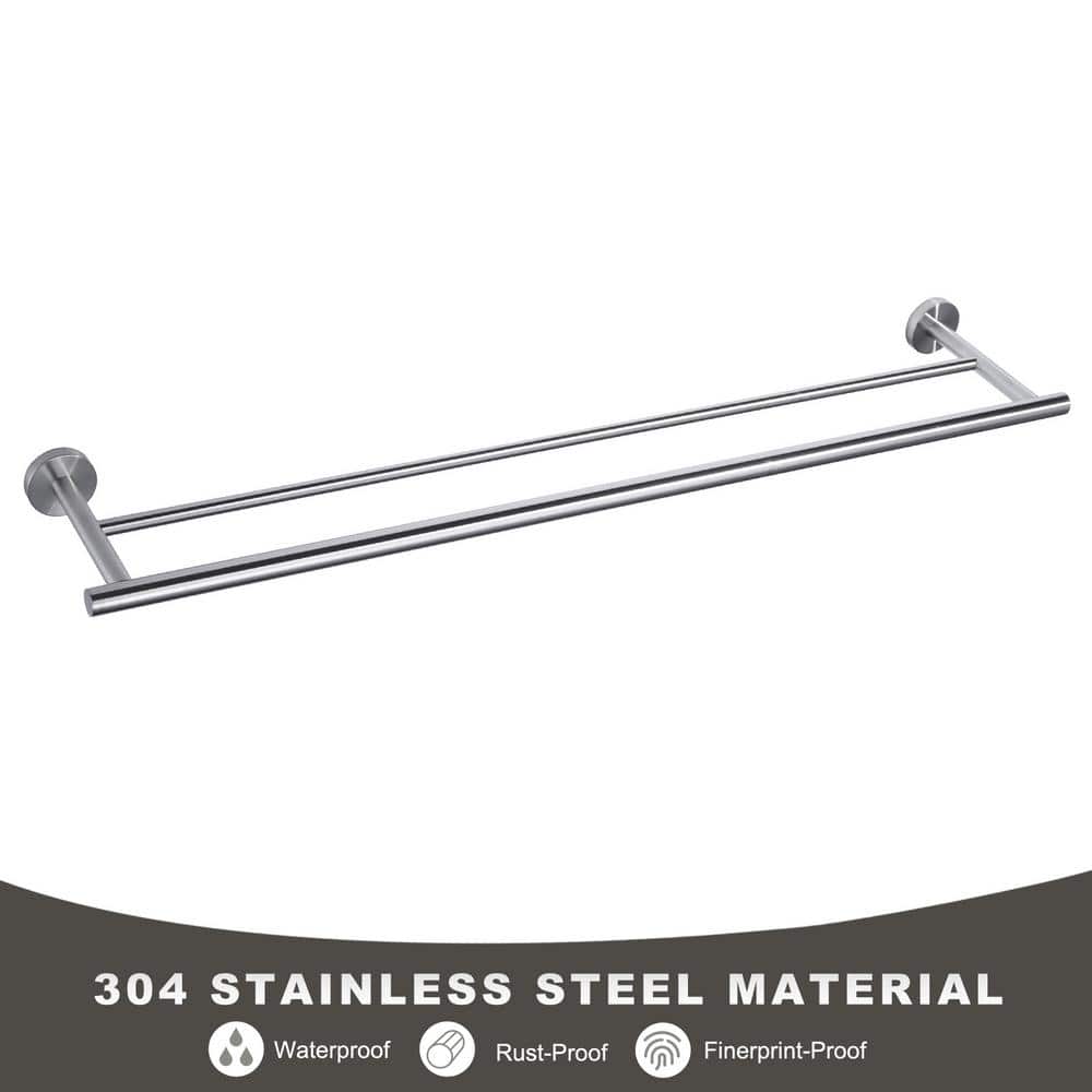 Brushed Nickel 32-Inch Double Wall Mounted Towel Bar