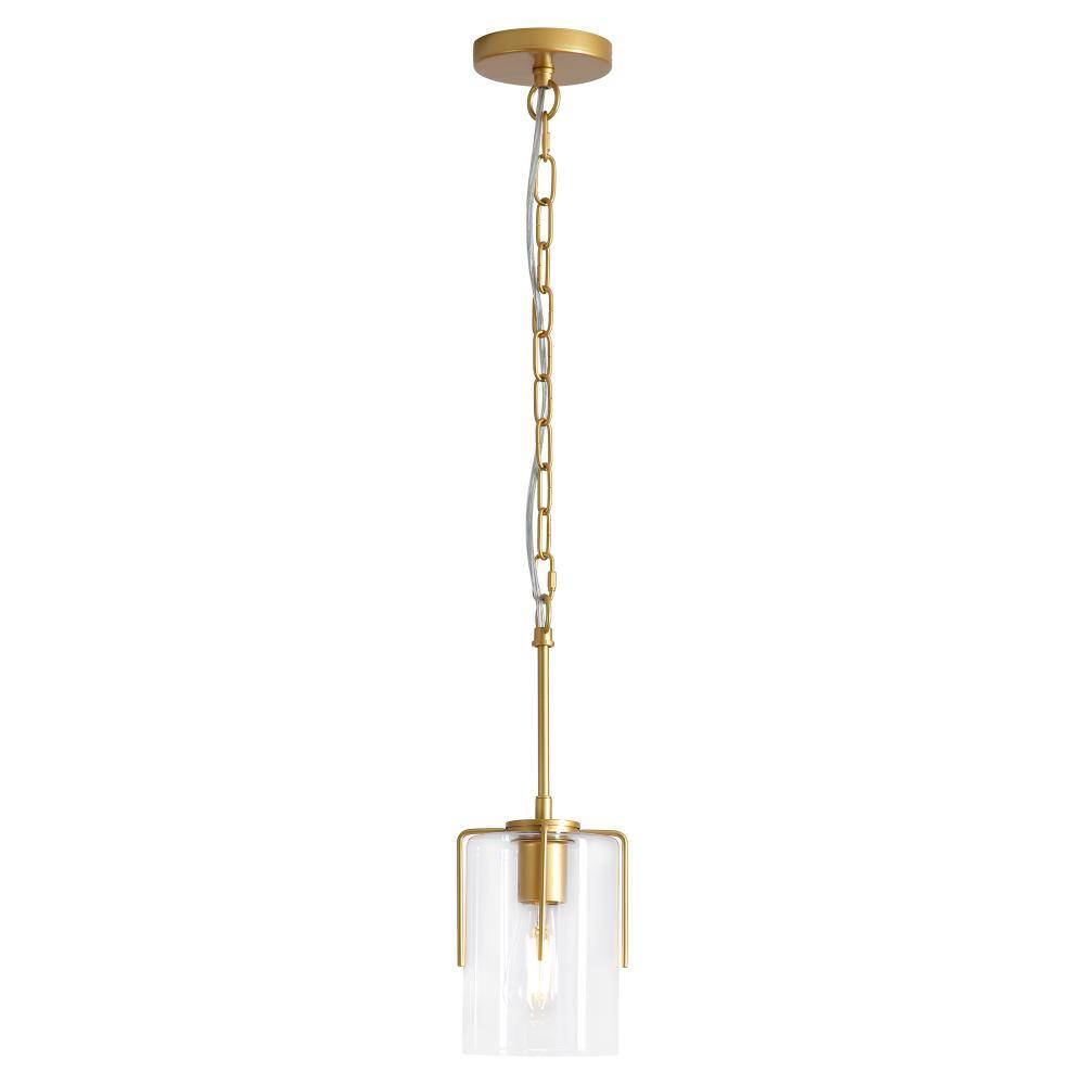 5.1 in.1-Light Gold Modern Vintage-Style Pendant Light with Clear Glass Shade price history on PriceWatchPro