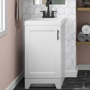 Brindle 18.5 in. W x 16.25 in. D x 33.8 in. H Single Sink Bath Vanity in White with White Cultured Marble Top