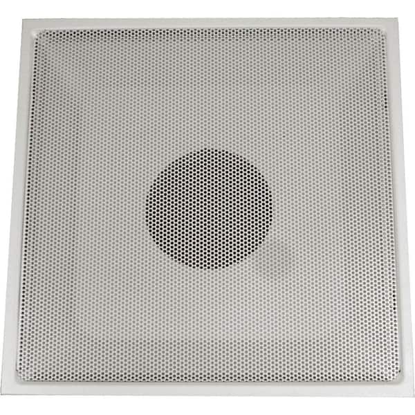 SPEEDI-GRILLE 24 in. x 24 in. Drop Ceiling T-Bar Perforated Face Return Air Vent Grille, White with 12 in. Collar