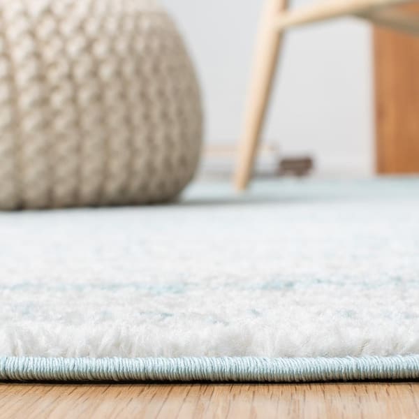 Adirondack 11 ft. x 15 ft. Aqua/Ivory Solid Color Striped Area Rug